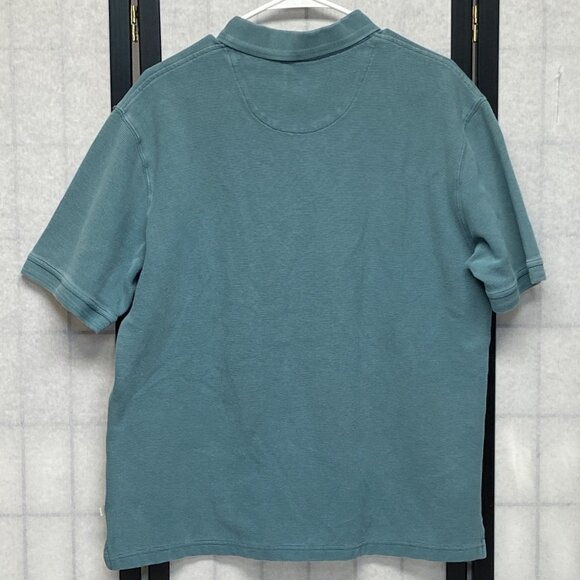 Red Macaw Trading Short Sleeve Rib Knit 3 Button Midweight Polo Shirt Green L - Picture 2 of 12